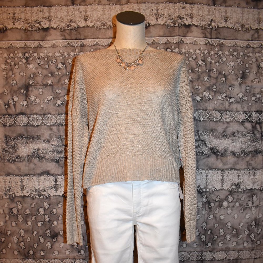 Pink Rose tan crewneck sweater